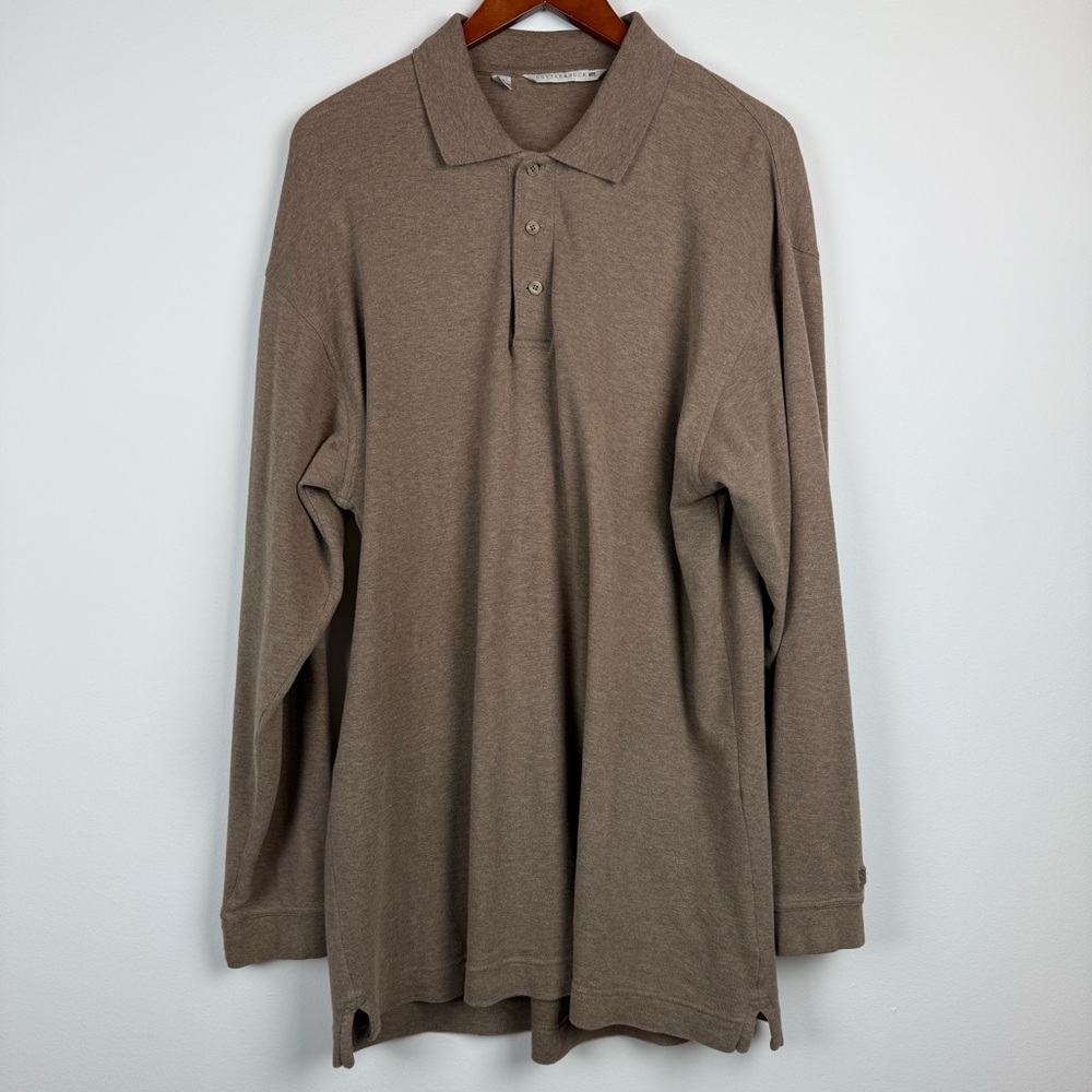 Cutter & Buck 100% Brushed Cotton Ling Sleeved men's brown polo shirt Size L